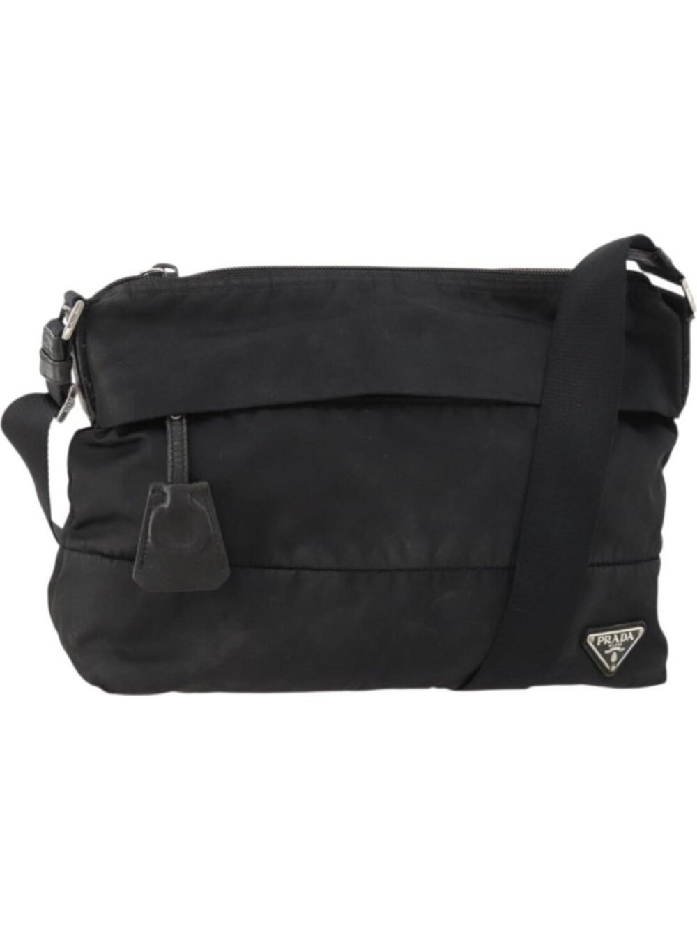 PRADA Shoulder Bag Nylon Black Silver